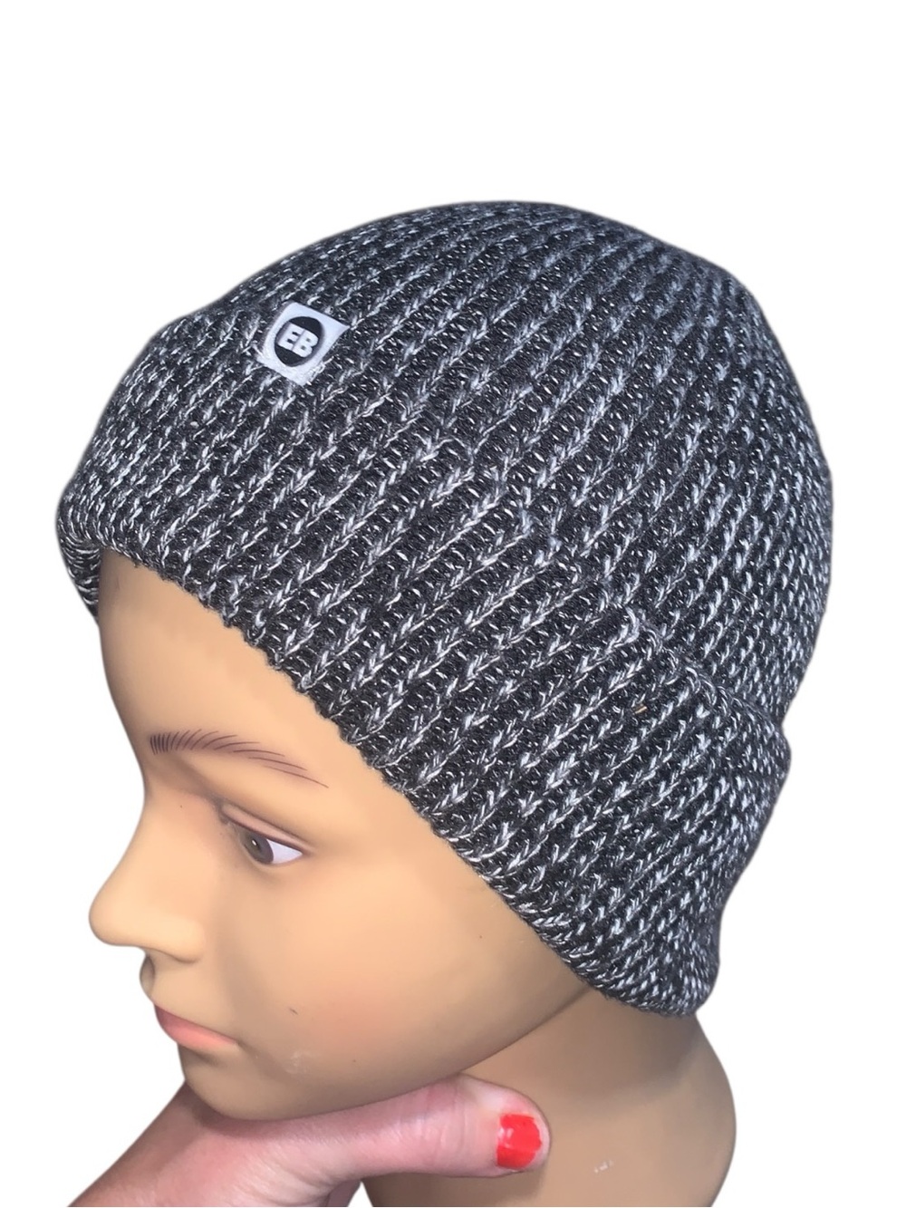 Eddie Bauer Black & Gray Marled Knit Beanie Unisex